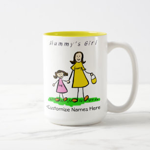 Café Em Dois Tons Menina da múmia - Mãe de Brunette e Caneca Filha