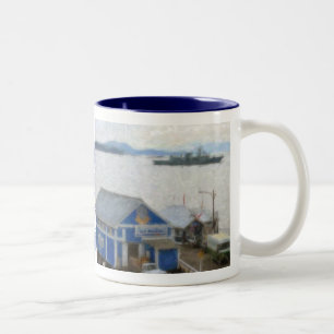 Café Em Dois Tons Mercado de peixes, Sidney, BC caneca