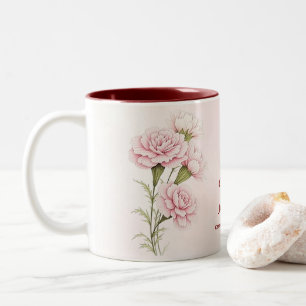 Café Em Dois Tons Mês de Nascimento Personalizado da Caneca Flor - C