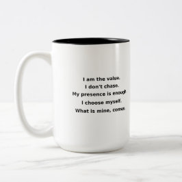 Café Em Dois Tons Meu Valor Não é Negociável | Caneca de Amor Própri