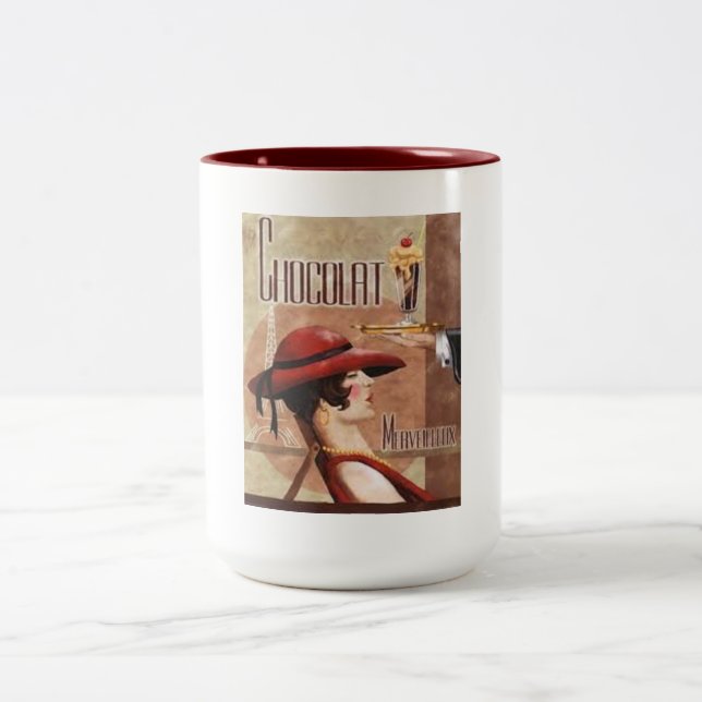 Café Em Dois Tons Minha legante caneca de chocolate francesa (Centro)