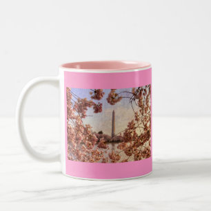 Café Em Dois Tons Monumento de Washington e caneca das flores de