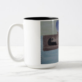 Café Em Dois Tons Mulher na caneca de madeira