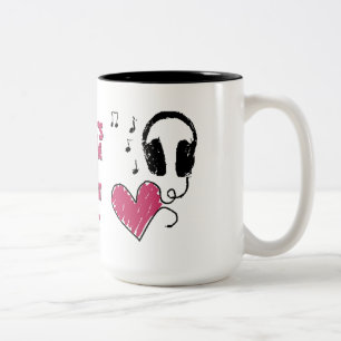 Café Em Dois Tons Música onde o coração é caneca dos fones de ou