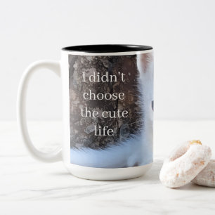 Café Em Dois Tons Não Escolhi a Vida Fofa – Caneca de gatinho branco