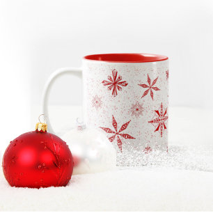 Café Em Dois Tons Neve Vermelha na caneca branca de Canvas