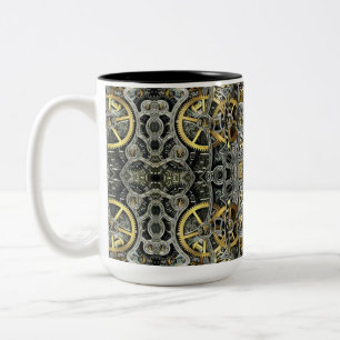 Café Em Dois Tons O metal de Steampunk alinha a caneca