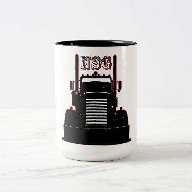 Café Em Dois Tons O nariz da agulha de Peterbilt edita a caneca #3 (Centro)
