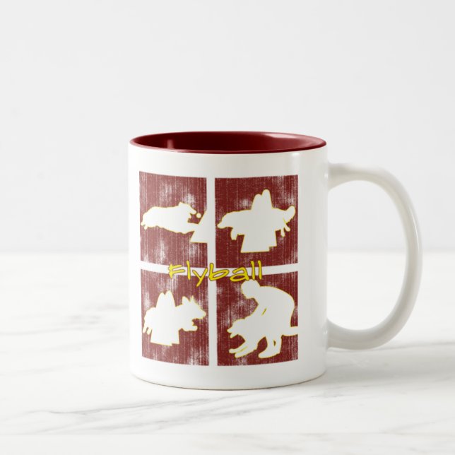 Café Em Dois Tons O vermelho encaixota a caneca de Flyball (Direita)