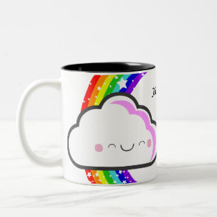 Café Em Dois Tons Obrigado caneca do arco-íris de KAWAII pelo