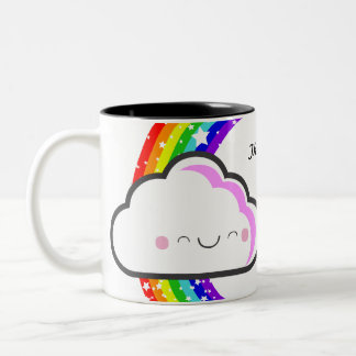 Café Em Dois Tons Obrigado caneca do arco-íris de KAWAII pelo