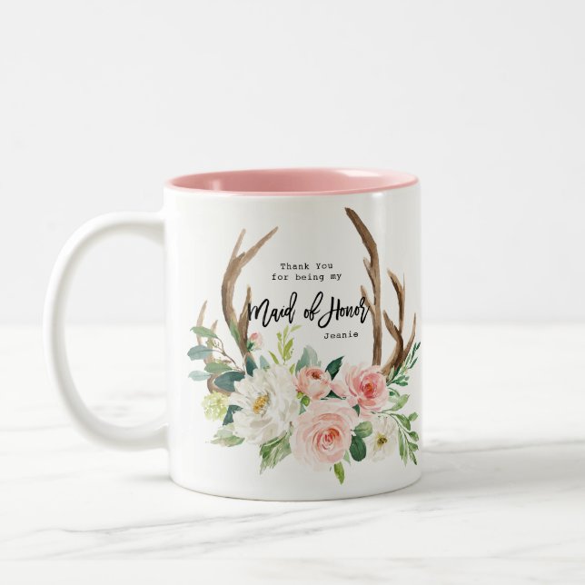 Café Em Dois Tons obrigado sendo minha caneca floral da madrinha de (Esquerda)