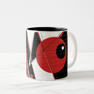 Café Em Dois Tons Olhos Vermelhos Observando Duas Caneca De Tom