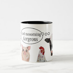 Café Em Dois Tons Os animais de fazenda personalizam a caneca