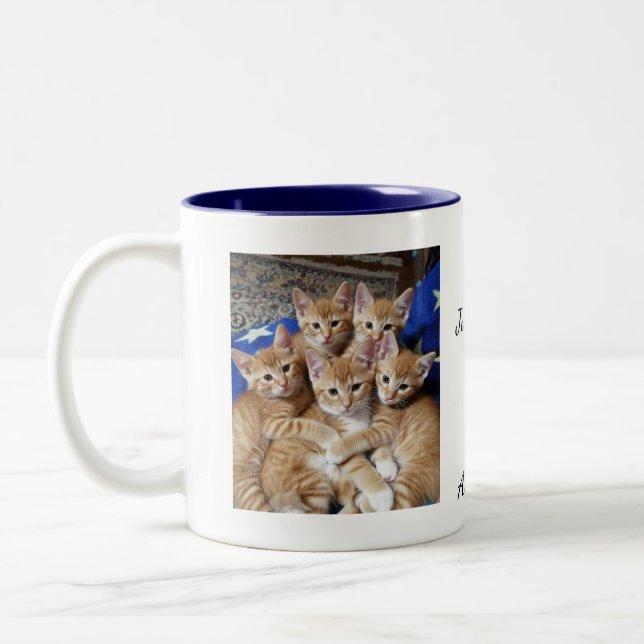Café Em Dois Tons Padrão de foto de gatos, Caneca (Esquerda)