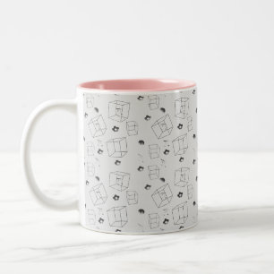 Café Em Dois Tons Padrões matemáticos Mínimo estilo caneca de caf