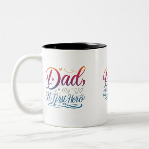 Café Em Dois Tons Pai, Meu Primeiro Herói - Caneca de Duas Cores (32