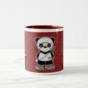 Café Em Dois Tons Panda de Ninja! Com a caneca da bacia de arroz