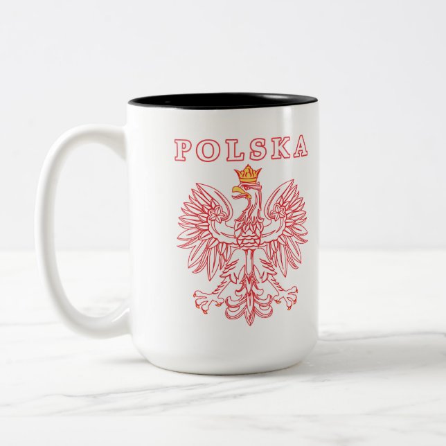 Café Em Dois Tons Polska com a caneca de Eagle do polonês do (Esquerda)