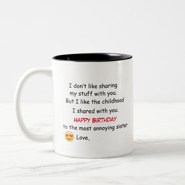 Café Em Dois Tons Presente de Aniversário Para Irmã - Caneca (Esquerda)