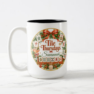 Café Em Dois Tons Presente do Clube de Mahjong Caneca de Mahjong Til