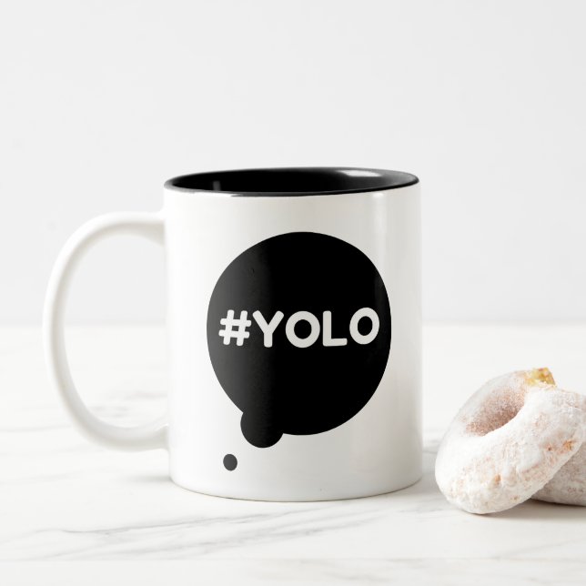 Café Em Dois Tons Preto de YOLO caneca de 325 ml (Com Donut)