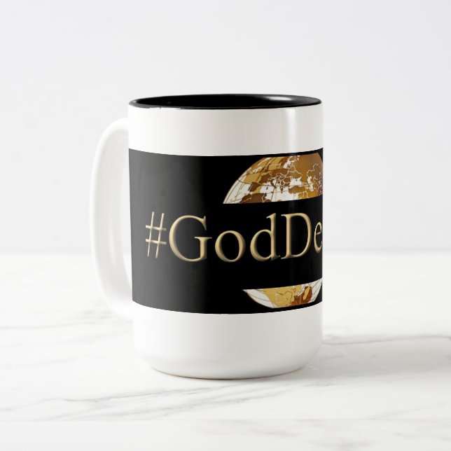 Café Em Dois Tons Preto do #GODDEEPER (TM) caneca do Dois-Tom de 15 (Frente Esquerda)