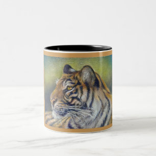 Café Em Dois Tons Preto do tigre caneca do Dois-Tom de 11 onças