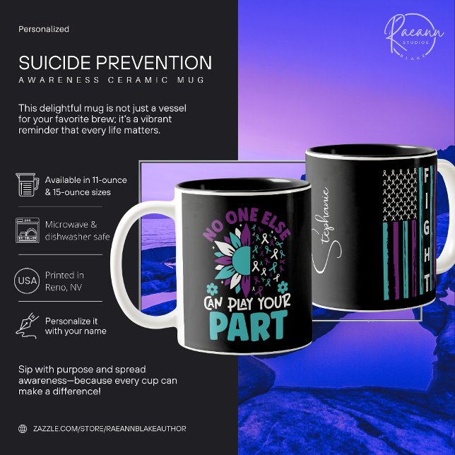 Café Em Dois Tons Prevenção de Suicídio para Ninguém Mais Caneca de  (Criador carregado)