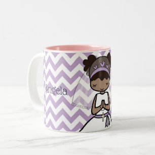 Café Em Dois Tons Primeira caneca personalizada do nome da menina de