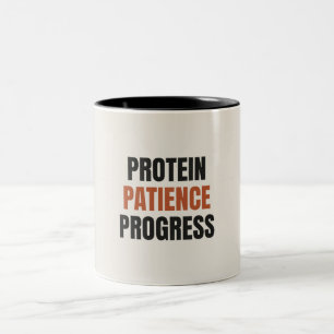 Café Em Dois Tons Proteína Paciência Progresso Caneca de Motivação