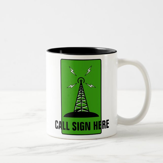 Café Em Dois Tons Rádio amador caneca personalizada do sinal de (Direita)