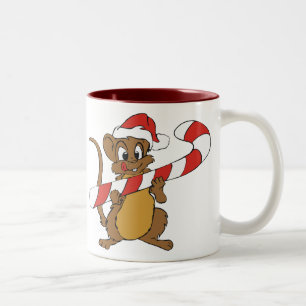 Café Em Dois Tons Rato De Natal Com Uma Caneca Doce