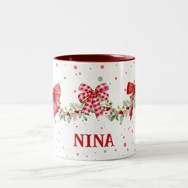 Café Em Dois Tons Red Arco Wreath Garland - Caneca de Natal Personal (Centro)