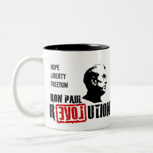Café Em Dois Tons Revolução de Ron Paul - esperança para a caneca