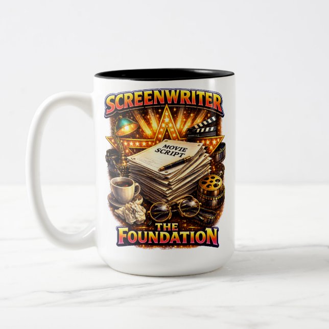 Café Em Dois Tons Roteirista - Caneca de Duas Cores The Foundation (Esquerda)