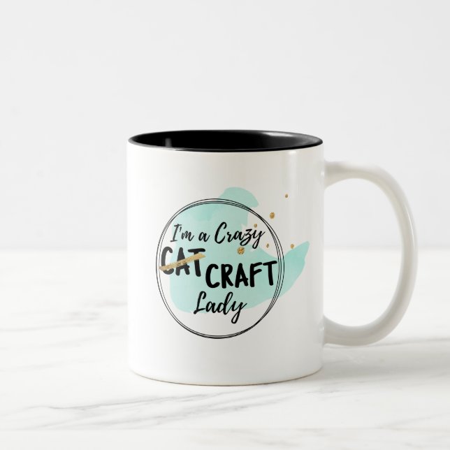 Café Em Dois Tons Senhora Caneca do artesanato de Crezy - cerceta (Direita)