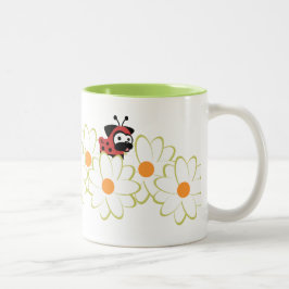 Café Em Dois Tons Senhora Pug Caneca (flores de White&Green)