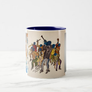 Café Em Dois Tons Série Jazz azul de duas tonalidades, caneca de caf