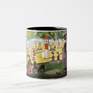 Café Em Dois Tons seurat de Georges - uma caneca um domingo à tarde