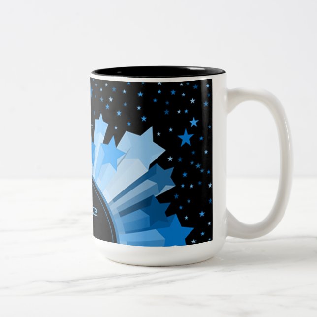 Café Em Dois Tons Sombras Da Caneca Azul De Arrasto (Direita)