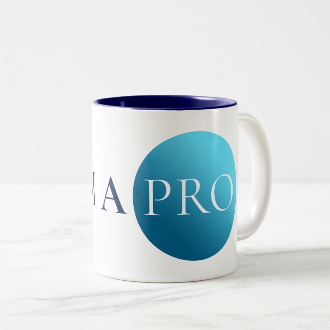Café Em Dois Tons SOU UM PROFISSIONAL | Caneca de Círculo Azul Minim (Frente Esquerda)