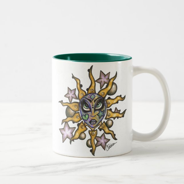 Café Em Dois Tons Sun e caneca de turquesa da menina da lua (Direita)