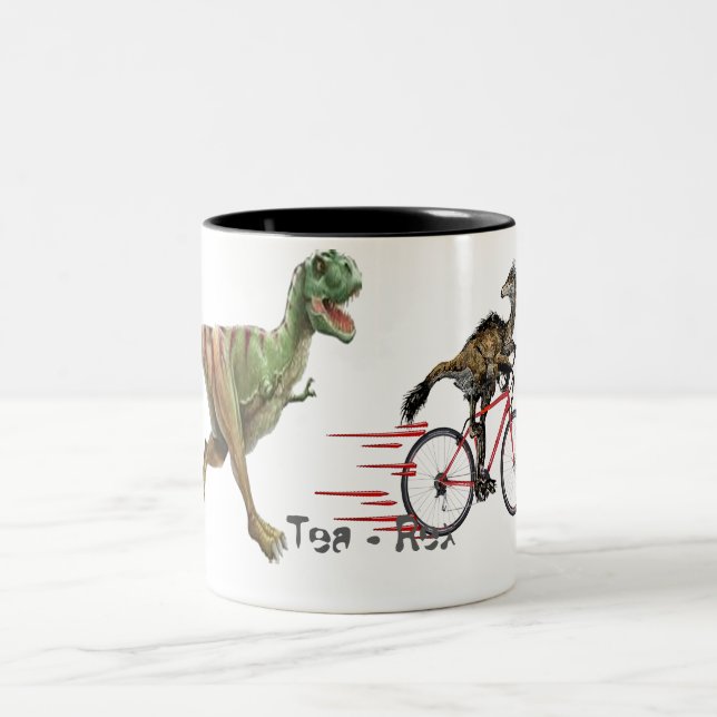 Café Em Dois Tons Tea Rex, design de caneca t-rex engraçada (Centro)