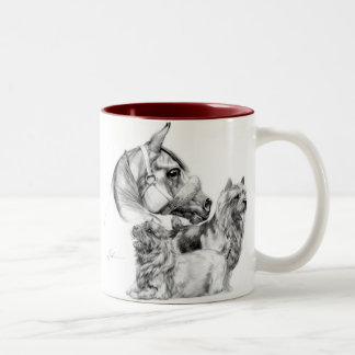 Café Em Dois Tons Terrier de Norwich e caneca do cavalo