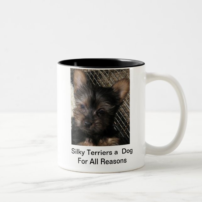 Café Em Dois Tons Terrier de seda um cão para toda a caneca do (Direita)