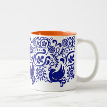 Teste padrão caneca azul & branca de | da arte
