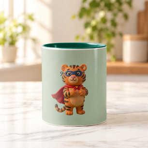 Café Em Dois Tons Tigre Herói   Caneca de Mascará de Super-Herói Fof