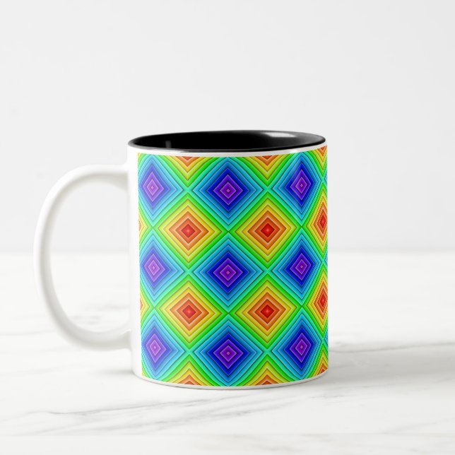 Café Em Dois Tons Topografia Geométrica - Caneca de Duas Cores (Esquerda)