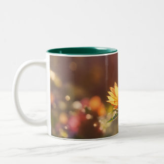 Café Em Dois Tons Uma bela caneca de café, uma flor irrealista